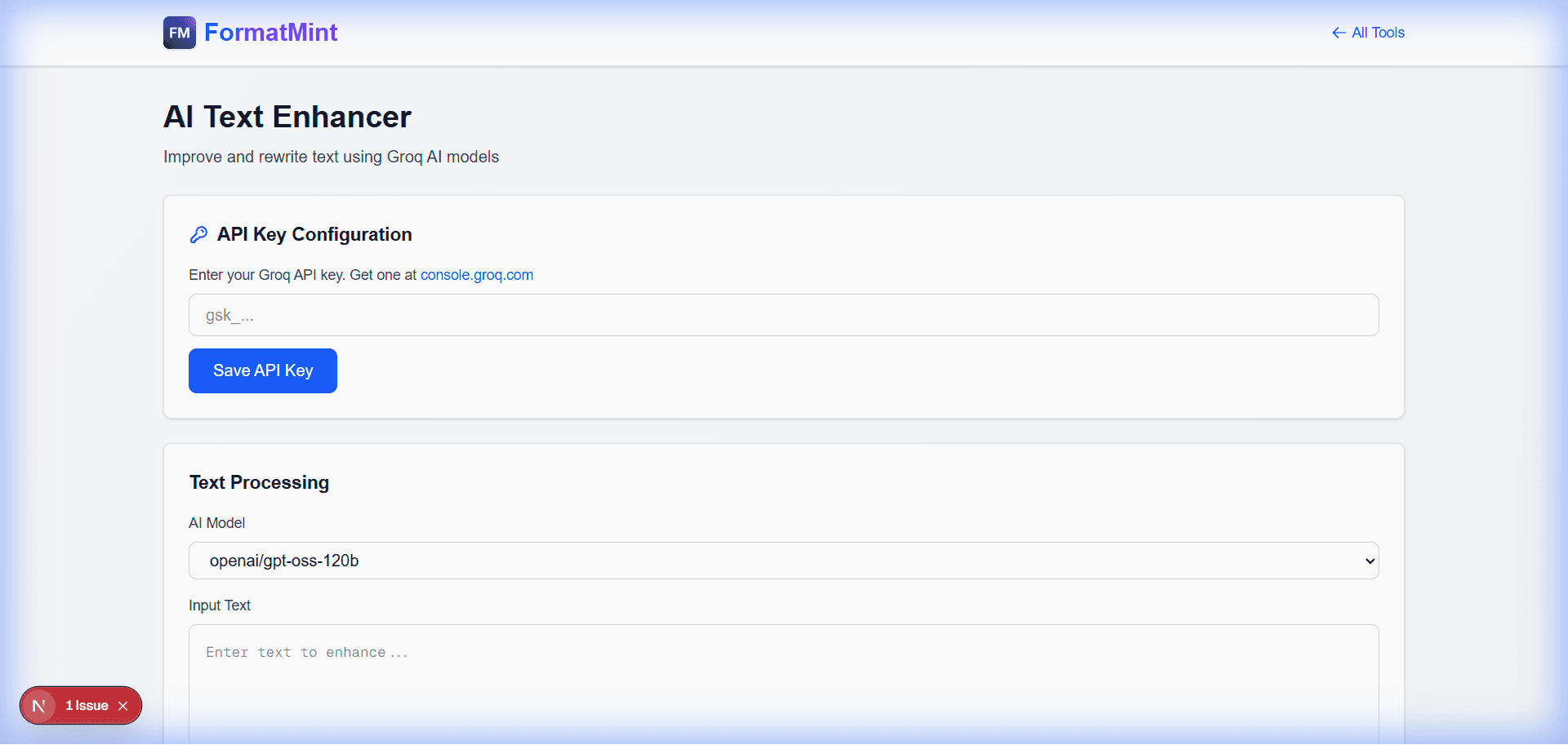 AI Text Enhancer Interface