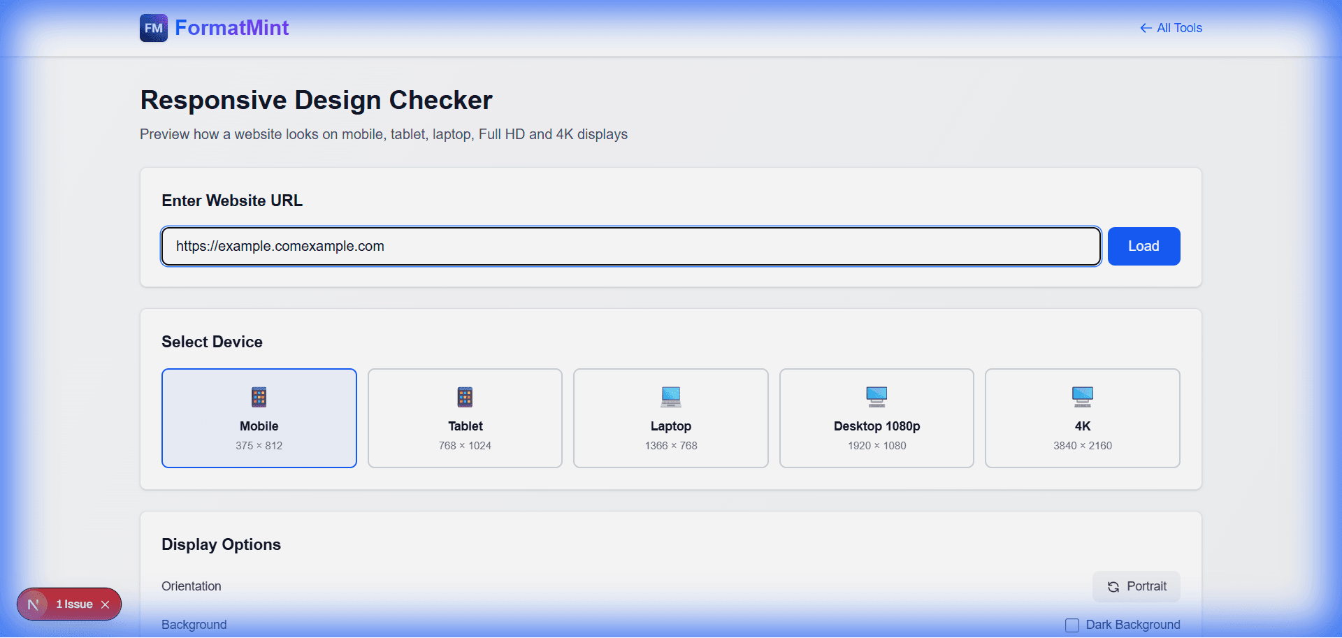 Responsive Design Checker Interface