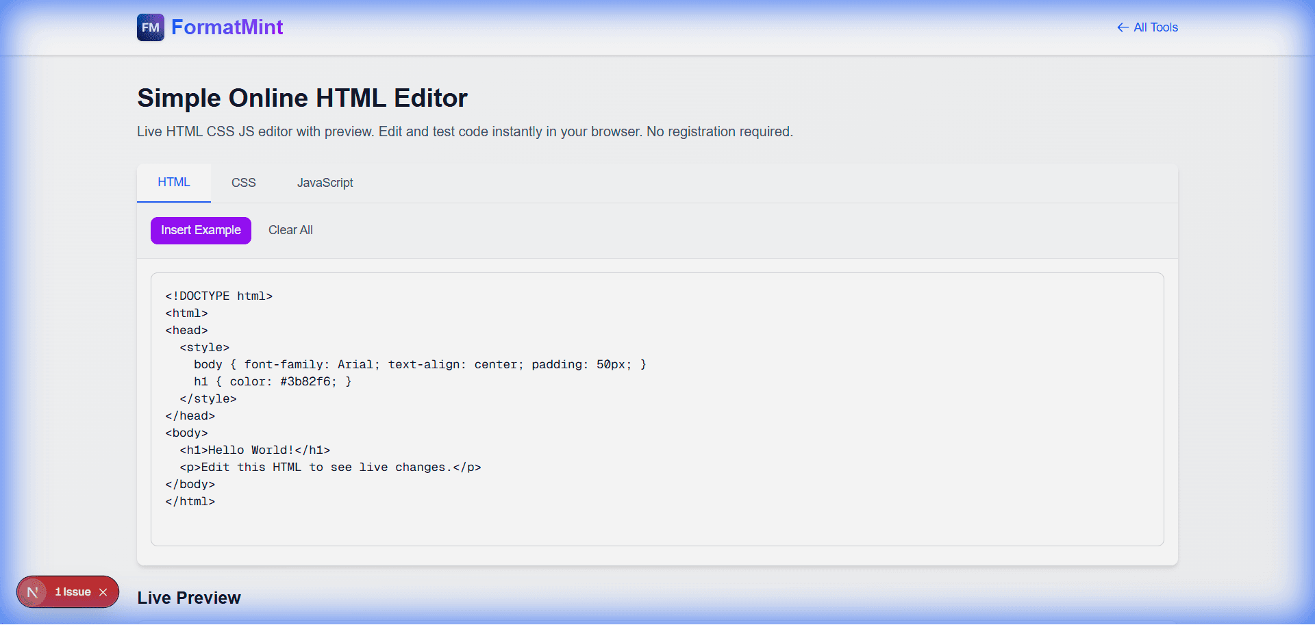 HTML Editor Tool